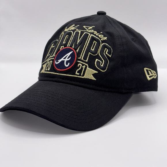 New Era Men’s Hat Black Atlanta Braves 2021 World Series‎ Champs Adjustable - Picture 1 of 8